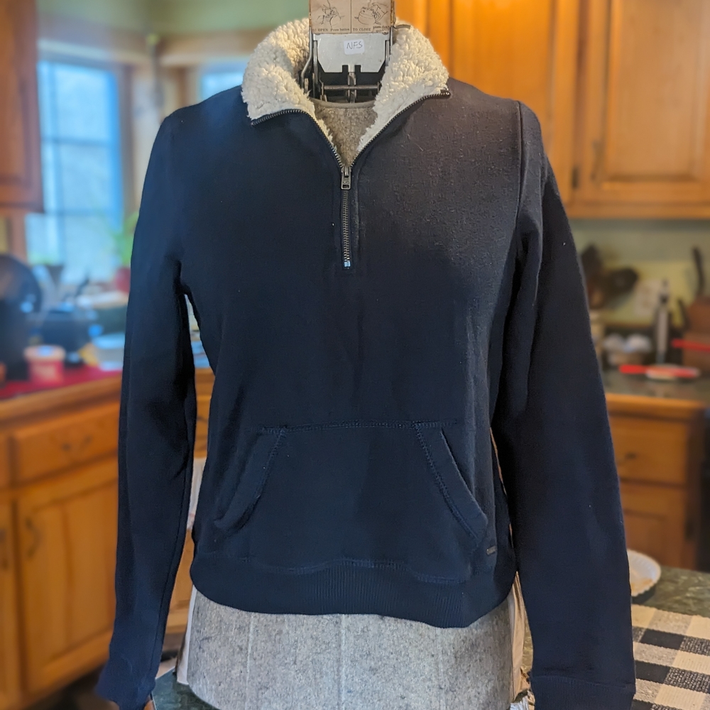 Navy Half-Zip Fleece Pullover Hollister